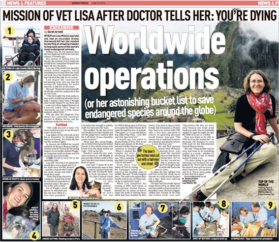 European Specialist in Veterinary Dentistry Lisa Milella has revealed in an interview with the Sunday People that she has been diagnosed with motor neurone disease, a condition which few people survive for more than 2-5 years.