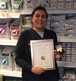 Clare O'Dwyer, a veterinary nurse from Terrington Vets in King's Lynn, has been presented with Royal Canin's first-ever 'Outstanding Contribution to Pet Health Counselling' Award.