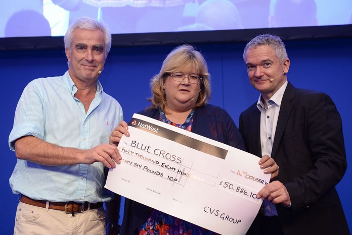 CVS has presented its 2017 charity of the year, Blue Cross, with a cheque for £50,886 raised through fundraising at its veterinary sites and businesses across the UK.