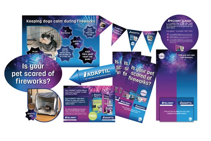 Ceva Animal Health, manufacturer of Adaptil and Feliway, has launched a new fireworks marketing and display pack