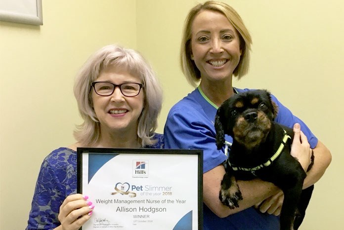 Head nurse Allison Hodgson, from White Cross Vets in Redcar, has been awarded the title of "Hill’s Weight Management Nurse of the Year", after helping over 1,000 dogs to lose weight over the last 25 years. 