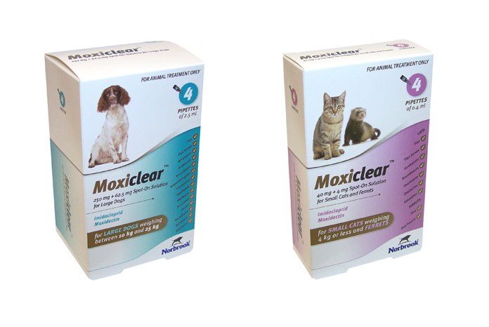 Norbrook has announced the launch of Moxiclear, a monthly spot-on broad spectrum endectocide for the treatment and prevention of parasites in dogs, cats and ferrets.